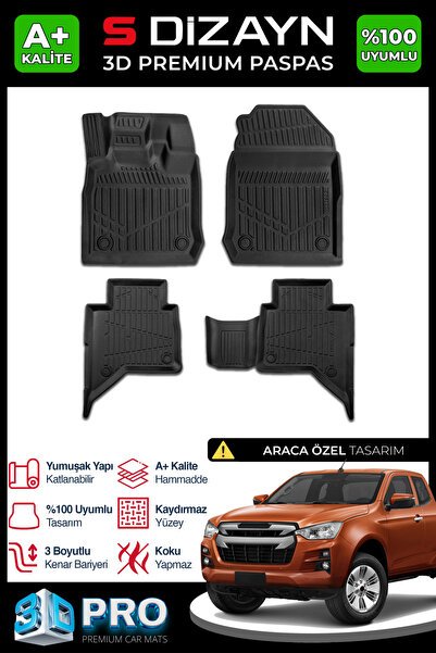 1_org_zoom-8405.jpg S-Dizayn Isuzu D-Max 3D Pro Havuzlu Paspas 2019 Üzeri A+ Kalite 3DS-SDZ226 - Görsel 1