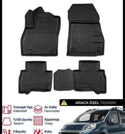 S-Dizayn Fiat Fiorino 3D Pro Havuzlu Paspas 2020 Üzeri A+ Kalite 3DS-SDZ192