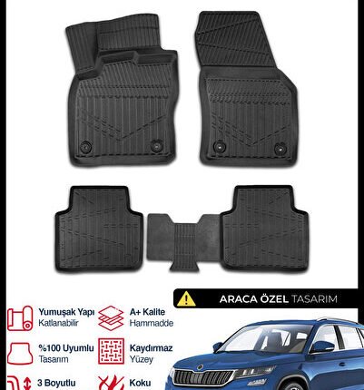 S-Dizayn Skoda Kodiaq 3D Pro Havuzlu Paspas 2017-2023 A+ Kalite 3DS-SDZ047