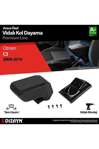 1_org_zoom-8488.jpg S-Dizayn Citroen C3 Kol Dayama Kolçak ABS Vidalı Siyah 2009-2016 A+Kalite KLC-VD-SY-5511 - Görsel 1