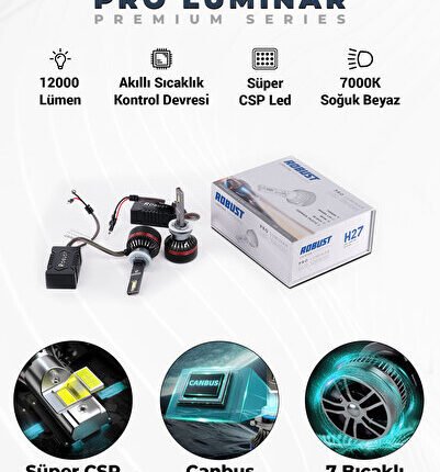 S-Dizayn Pro Luminar H27 Led Xenon / 60W / 12000LM / 7000K A+ Kalite RLX1052