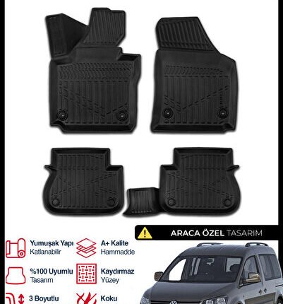 S-Dizayn VW Caddy 3D Pro Havuzlu Paspas 2010-2015 A+ Kalite 3DS-SDZ155