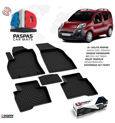 S-Dizayn Citroen Nemo 4D Havuzlu Paspas Siyah 2008-2017 A+Kalite 4DS-84925