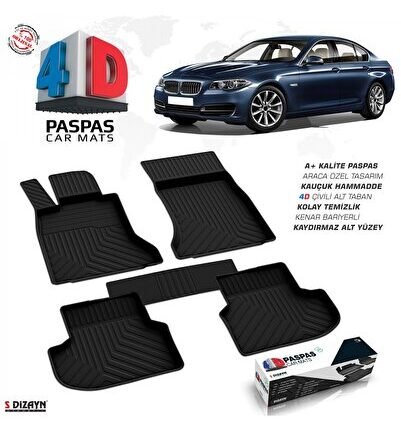 S-Dizayn Bmw 5 Serisi F10 Makyajlı 4D Havuzlu Paspas 2013-2016 A+Kalite
