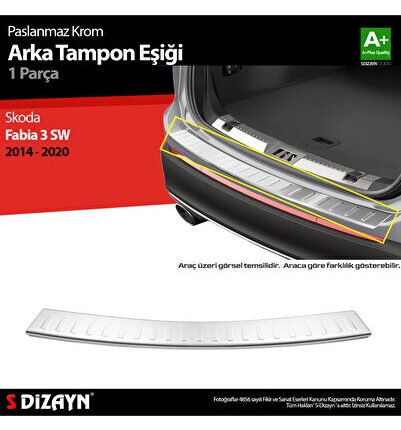 S-Dizayn Skoda Fabia 3 SW Krom Arka Tampon Eşiği 2014-2020 7212020