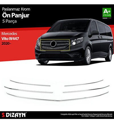 S-Dizayn Mercedes Vito W447 Krom Ön Panjur 5 Prç. 2020-2024 A+ Kalite 6532182