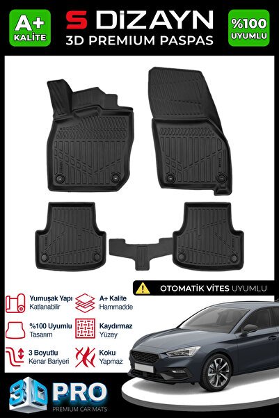 1_org_zoom-8715.jpg S-Dizayn Seat Leon 4 Otomatik 3D Pro Havuzlu Paspas 2021 Üzeri A+ Kalite 3DS-SDZ137 - Görsel 1
