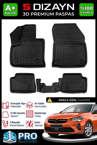 1_org_zoom-8810.jpg S-Dizayn Opel Corsa Elektrikli 3D Pro Havuzlu Paspas 2019 Üzeri A+ Kalite 3DS-SDZ269 - Görsel 1