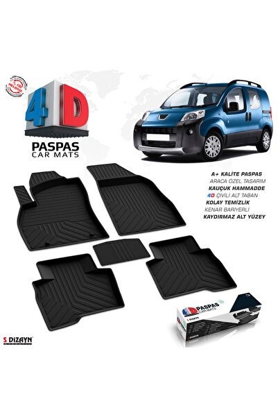 1_org_zoom-8819.jpg S-Dizayn Peugeot Bipper 4D Havuzlu Paspas Siyah 2007-2017 A+Kalite 4DS-82187 - Görsel 1