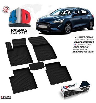 S-Dizayn Ford Focus 4 HB 4D Havuzlu Paspas 2018 ve Üzeri A+Kalite 4DS-87145