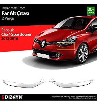 S-Dizayn Renault Clio 4 Sporttourer Krom Far Alt Çıtası 2 Prç. 2012-2016 7014088