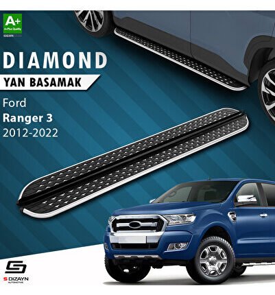S-Dizayn Ford Ranger 3 Diamond Krom Yan Basamak 203 Cm 2012-2022 A+ Kalite
