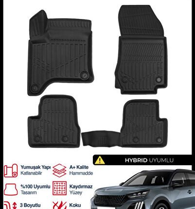 S-Dizayn Peugeot 2008 Hybrid 1.2 3D Pro Havuzlu Paspas 2025 Üzeri A+ Kalite 3DS-SDZ373