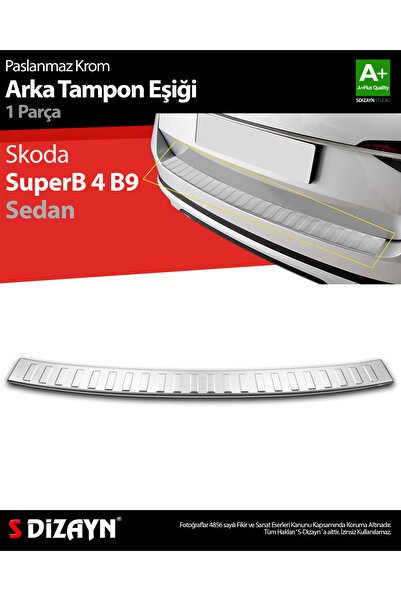 1_org_zoom-8895.jpg S-Dizayn Skoda SuperB B8 Makyajlı SD Krom Arka Tampon Eşiği 2019-2023 7223020 - Görsel 1