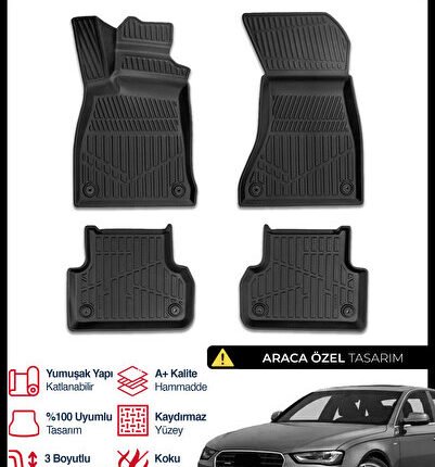 S-Dizayn Audi A4 3D Pro Havuzlu Paspas 2011-2016 A+ Kalite 3DS-SDZ244