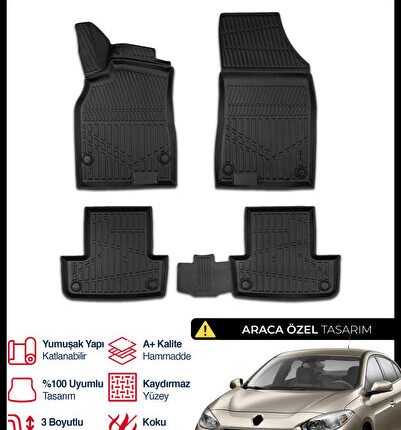 S-Dizayn Renault Fluence 3D Pro Havuzlu Paspas 2010-2016 A+ Kalite 3DS-SDZ111