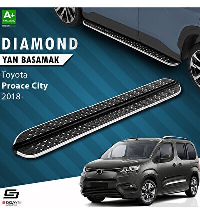 S-Dizayn Toyota Proace City Kısa Şase Diamond Krom Yan Basamak 203 Cm 2018 Üzeri A+ Kalite