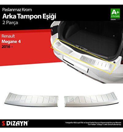 S-Dizayn Renault Megane 4 HB Krom Arka Tampon Eşiği 2016-2020 7033021