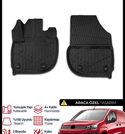 S-Dizayn Citroen Berlingo Panelvan 3D Pro Havuzlu Ön 2'li Paspas 2019 Üzeri A+ Kalite 3DS-SDZ268