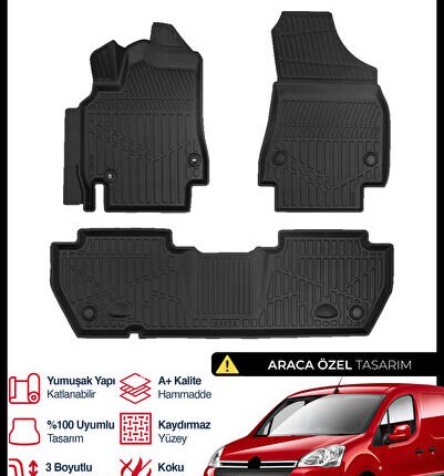 S-Dizayn Citroen Berlingo 3D Pro Havuzlu Paspas 2008-2018 A+ Kalite 3DS-SDZ300