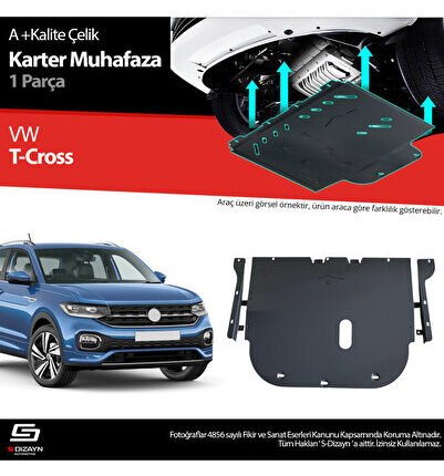 S-Dizayn VW T-Cross Çelik Karter Muhafaza Koruma 2019 Üzeri A+ Kalite VW-TC1-CKM
