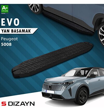 S-Dizayn Peugeot 5008 3 Elektrikli Evo Siyah Yan Basamak 203 Cm 2024 Üzeri A+ Kalite PE-583-ELK-YBS-