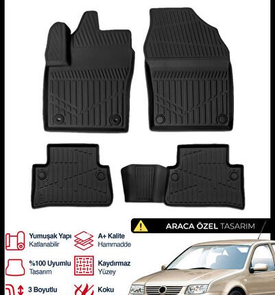 S-Dizayn VW Bora 3D Pro Havuzlu Paspas 1999-2006 A+ Kalite 3DS-SDZ247