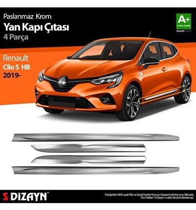S-Dizayn Renault Clio 5 Krom Yan Kapı Çıtası 4 Prç. 2019 Üzeri