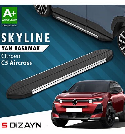 S-Dizayn Citroen E-C5 Aircross Elektrikli Skyline Krom Yan Basamak 193 Cm 2024 Üzeri A+ Kalite CI-EC