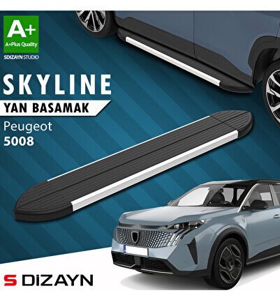 S-Dizayn Peugeot 5008 3 Elektrikli Skyline Aluminyum Yan Basamak 203 Cm 2024 Üzeri A+ Kalite PE-583-