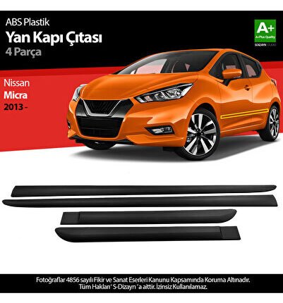 S-Dizayn Nissan Micra ABS Plastik Yan Kapı Koruma Çıtası 2013 Üzeri A+ Kalite PLY-6699