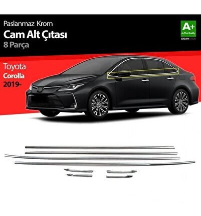 Toyota Corolla Krom Cam Çıtası 8 Prç. 2019 ve Üzeri