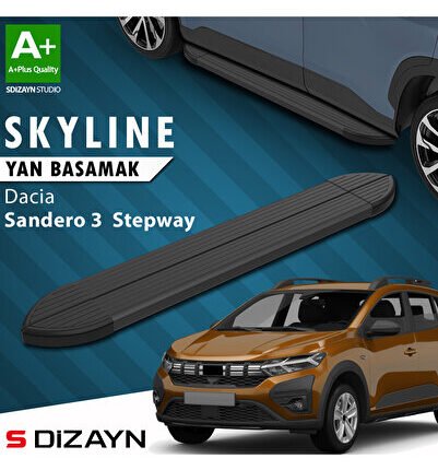 Dacia Sandero 3 Stepway Skyline Siyah Yan Basamak 183 Cm 2020 Üzeri A+ Kalite DC-SD3-STW-YBS-SKY-SA-