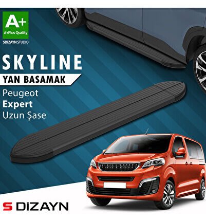 Peugeot Expert 3 Uzun Şase Skyline Siyah Yan Basamak 243 Cm 2016 Üzeri A+ Kalite PE-EX3-US-YBS-SKY-S