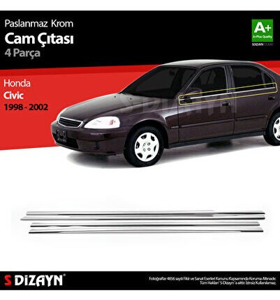 S-Dizayn Honda Civic Krom Cam Çıtası 4 Prç 1998-2002 6116060