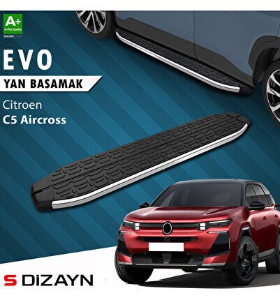 S-Dizayn Citroen E-C5 Aircross Elektrikli Evo Krom Yan Basamak 193 Cm 2024 Üzeri A+ Kalite CI-EC5-EL