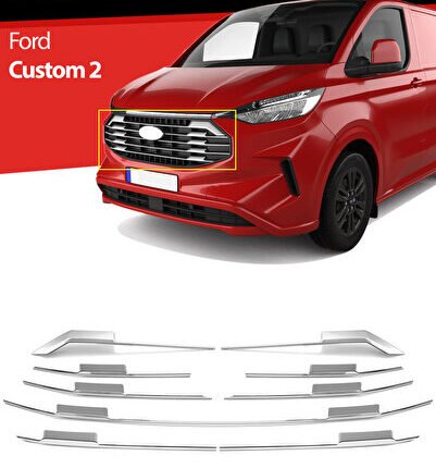 S-Dizayn Ford Tourneo Custom 2 Krom Ön Panjur 9 Prç. 2023 Üzeri A+ Kalite 5932180