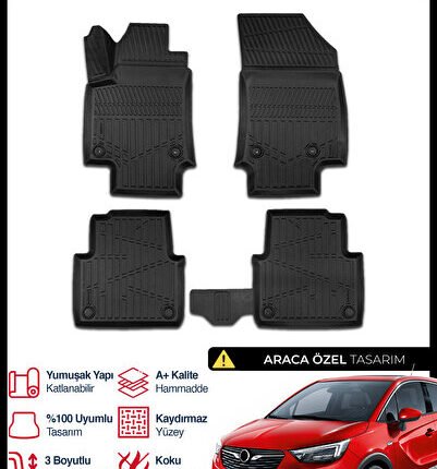 S-Dizayn Opel Crossland X 3D Pro Havuzlu Paspas 2020 Üzeri A+ Kalite 3DS-SDZ110