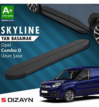 Opel Combo D Uzun Şase Skyline Siyah Yan Basamak 223 Cm 2011-2015 A+ Kalite OP-COD-US-YBS-SKY-SA-223