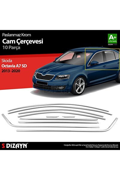 1_org_zoom-9062.jpg S-Dizayn Skoda Octavia A7 SD Krom Cam Çerçeve Seti 10 Prç 2013-2020 A+ Kalite - Görsel 1