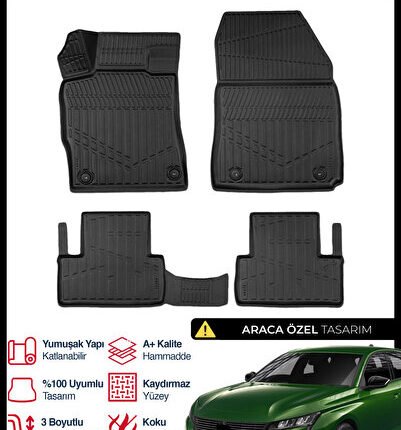 S-Dizayn Peugeot 308 3D Pro Havuzlu Paspas 2021 Üzeri A+ Kalite 3DS-SDZ020