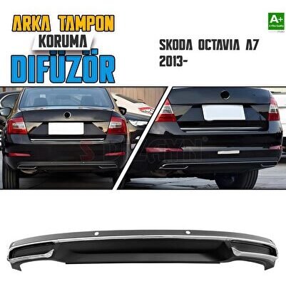 S-Dizayn Skoda Octavia A7 Arka Tampon Koruma Difüzör Egzozlu OEM Stil 2013-2020 A+ Kalite SK-OA7-ADE