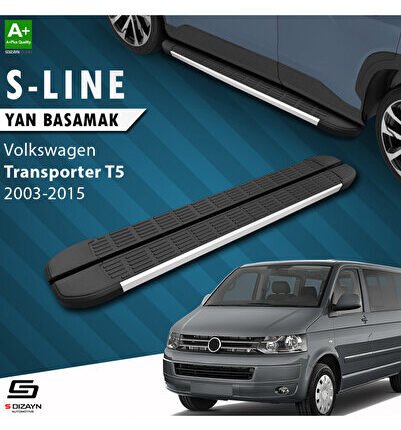 VW Transporter T5 Uzun Şase S-Line Aluminyum Yan Basamak 253 Cm 2003-2015 A+ Kalite VW-TT5-US-YBS-SL