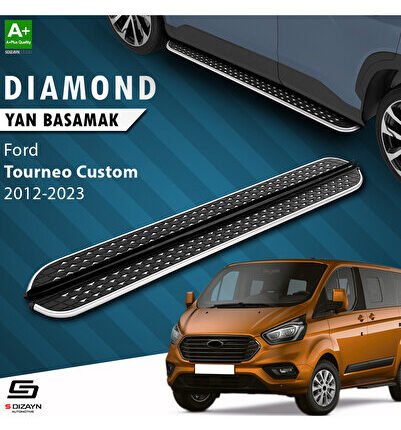 S-Dizayn Ford Tourneo Custom Kısa Şase Diamond Krom Yan Basamak 203 Cm 2012-2023 A+ Kalite