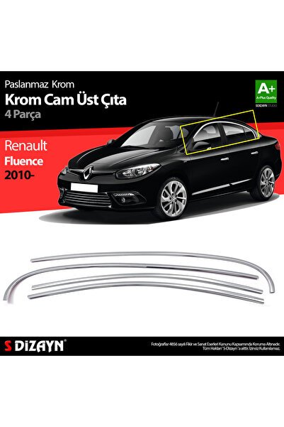 1_org_zoom-9088.jpg S-Dizayn Renault Fluence Krom Cam Üst Çıtası 4 Prç 2010-2016 - Görsel 1
