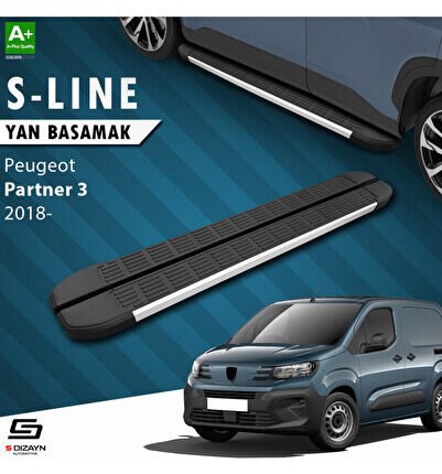 Peugeot Partner 3 S-Line Aluminyum Yan Basamak 203 Cm 2018 Üzeri A+ Kalite PE-PR3-YBS-SL-AL-203