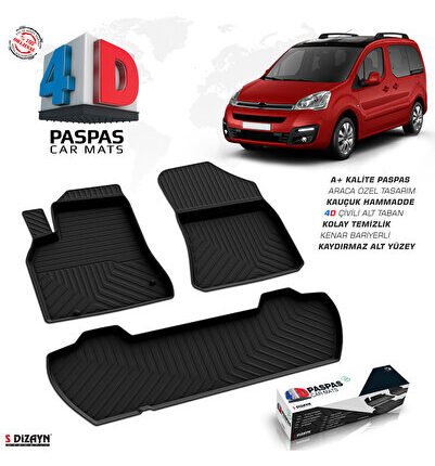 S-Dizayn Citroen Berlingo 4D Havuzlu Paspas 2008-2018 90 HP A+Kalite 4DS-96214