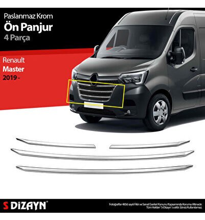 S-Dizayn Renault Master Krom Ön Panjur 4 Prç. 2019 Üzeri 7028180