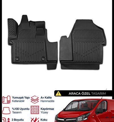 S-Dizayn Opel Vivaro Panelvan 3D Pro Havuzlu Paspas Ön 2'Li 2019 Üzeri A+ Kalite 3DS-SDZ043