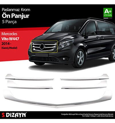 S-Dizayn Mercedes Vito W447 Krom Ön Panjur Geniş Model 5 Prç. 2014-2020 6531180